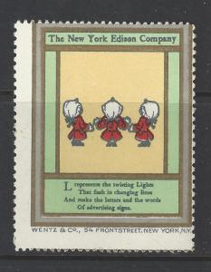 Early 1900s NY Edison Electrical Co Promotional Poster Stamp - Many Diff (AV120)