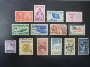 1957 US Commemoratives  COMPLETE SET  #1086-1099  MNH OG F/VF