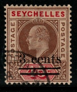 SEYCHELLES SG59 1903 3c on 45c BROWN & CARMINE USED