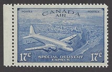 Canada #CE4 MNH single, plane & view of city, correct grave accent over E