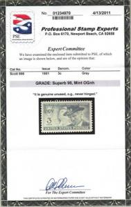 998 Superb never hinged with PSE graded \98\ - nice color...