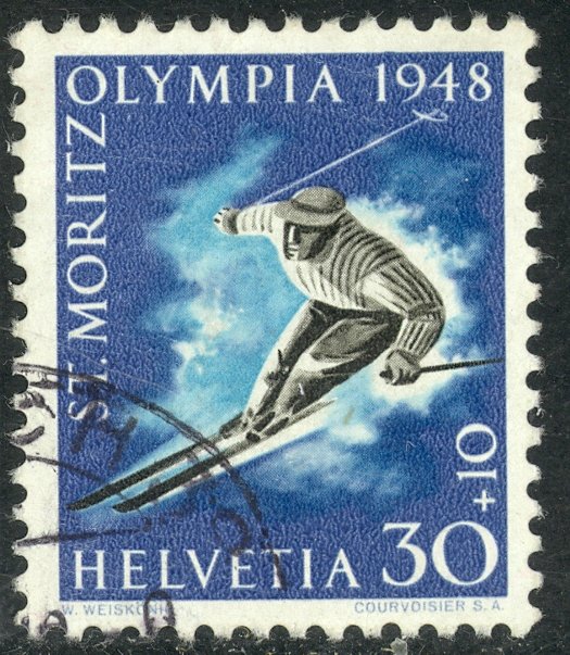SWITZERLAND 1948 30c+10c OLYMPICS Semi Postal Sc B173 VFU