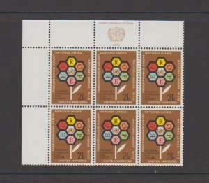 United Nations NY 231 Economic Commission Europe UL Inscription Block of 6 MNH