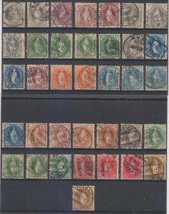 SWITZERLAND 1888-90 HELVETIA Sc 84 thru 97a (36x) SHADES & CANCELS SCV$813.95+ 