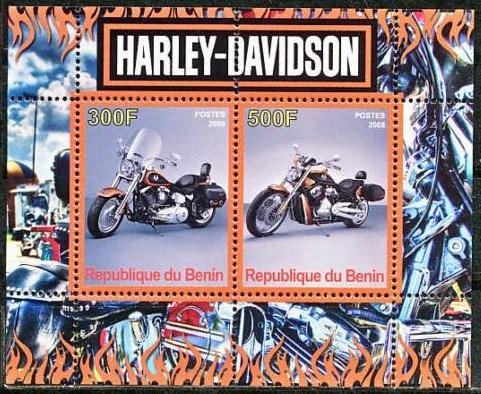 Benin 2008 M/S Harley Davidson Motorbike Transport Mortor Bike Stamps MNH perf