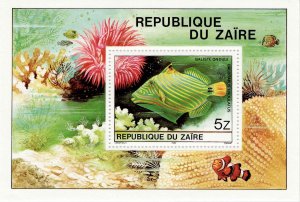 Zaire 1980 Sc 981a Tropical Fish MNH Perforated Souvenir Sheet M/S