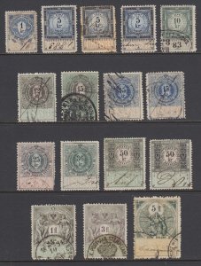 Austria, Bft 294/314 used. 1883 General Duty revenues, 16 different to 5Fl value