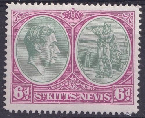 1948    ST. KITTS & NEVIS  -  SG: 74c  KGVI 6d PERF.14  -  UNMOUNTED MINT 