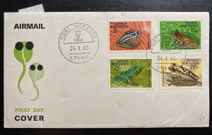 1968 Port Moresby Papua New Guinea First Day Airmail Cover FDC Frogs Types