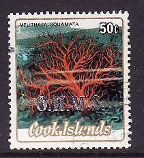 Cook Islands-Sc#O44-used 50c coral-Official-Marine Life-1986-90-