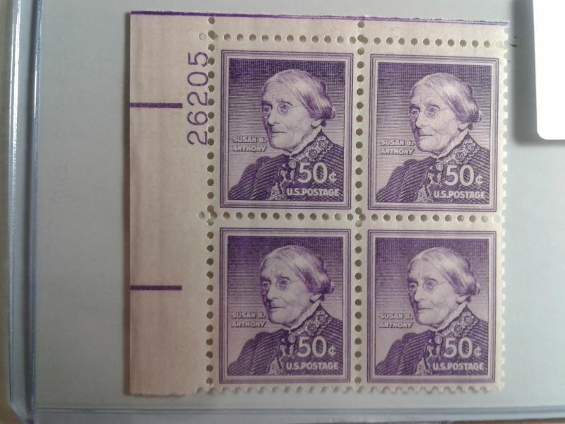 SCOTT # 1051A ANTHONY PLATE BLOCK WET PRINT GEM MINT NEVER HINGED STUNNING !!