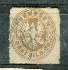 GERMANY; PRUSSIA 1860s early classic rouletted issue used 3gr. value