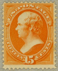 US Scott#163 OG 1873 bright yellow orange, full original gum, sound