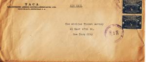 Honduras TACA Airline Cover to US 1937 