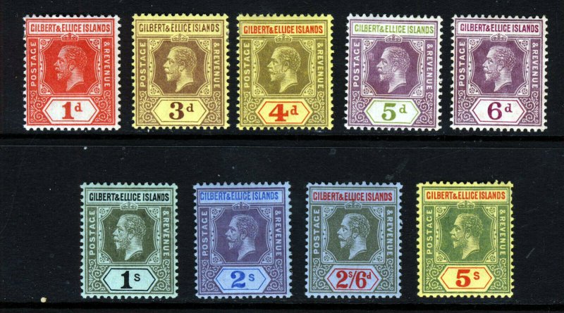 GILBERT & ELLICE ISLANDS KG V 1912 Die I MCCA Part Set to 5s SG 13 to SG 23 MINT