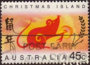 Christmas Island 1996 Sc#376, SG#426 45c Year of Rat Chinese New Year USED.