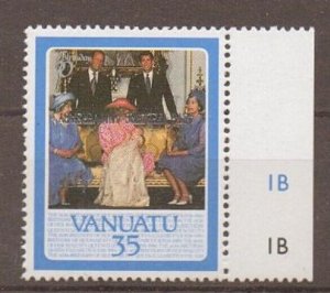 VANUATU SG488a 1987 RUBY WEDDING 35c OVPT INVERTED MNH