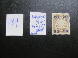 Germany BAVARIA MNH  1920 MI. 177 XF 250 EUROS (184)