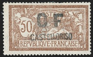 MOMEN: FRENCH CASTELLORIZO SC #37 1920 MINT OG H BEHR CERT LOT #68664