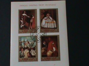 ​AJMAN-1967-FAMOUS-PAINTING- BY VELAZQUEZ IMPERF-CTO-S/S-VF-FANCY CANCEL