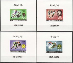 O0581 Imperf 1969 Ras Al Khaima Olympic Games History Michel #312-15 4Bl Mnh