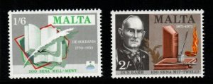 MALTA SG447/8 1971 LITERARY ANNIVERSARIES MNH