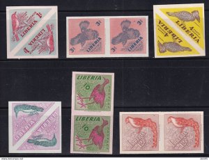 Liberia 1953 Fauna Birds Imperf Pair MNH 15436