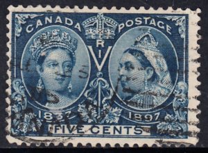 1897 CANADA QV JUBILEE ISSUE 5c DEEP BLUE (SG# 128) USED VF