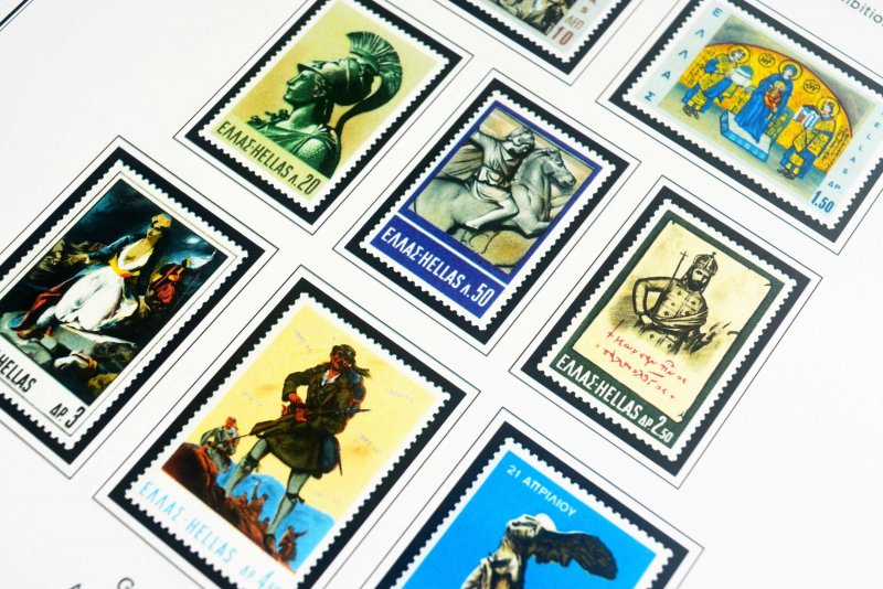 COLOR PRINTED GREECE [KINGDOM] 1945-1973 STAMP ALBUM PAGES (66 illustr. pages)