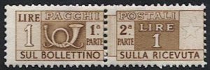 ITALY 1947 Sc Q66 Mint LH 1L pair, VF, Parcel Post