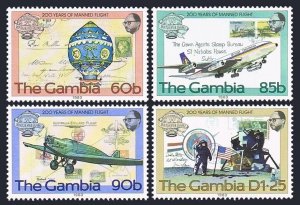 Gambia 493-497 booklet, MNH. Manned Flight-200, 1983. Zeppelin,Balloon,Airplane.