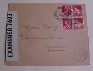 ALGERIA 2 DIFF. CENSORS  POW RED CROSS GENEVA 1943