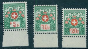 SWITZERLAND, FRANCHISE RARE SET 1927 WITHOUT NUMBER NH