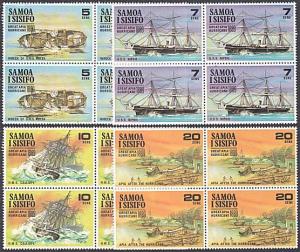 SAMOA 1970 Great Hurricane - Ships - set blocks of 4 MNH.....................599