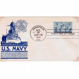 USA 1945 FDC Sc 935 United States Navy First Day Cover Anderson Cachet