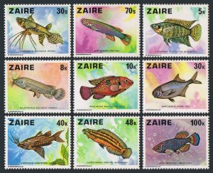 Zaire 862-870,871,MNH.Michel 548-556,557 Bl.17. Fish 1978.