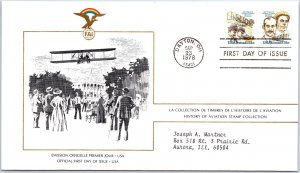 HISTORY OF AVIATION TOPICAL FIRST DAY COVER SERIES 1978 - UNITED STATES 2X 31c