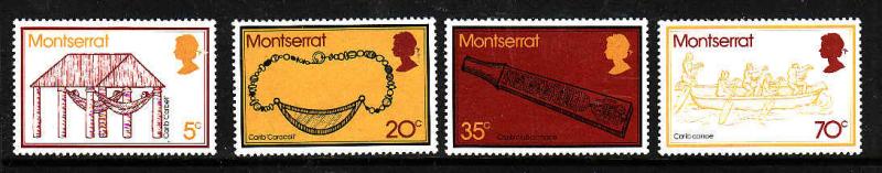 Montserrat-Sc#319-22-Unused NH set-Carib Artifacts-1975-