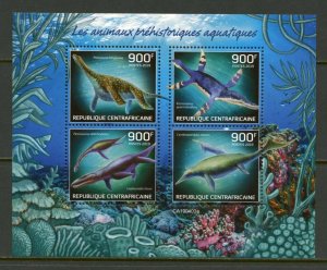 Central African Republic 2019: Prehistoric Aquatic Animals sheet mint nh