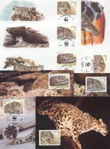 Kyrgyzstan 8 FDC/cards WWF/Wild cats 1994