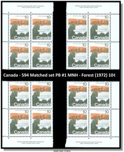 Canada - 594 Matched set PB #1 MNH - Forest (1972) 10¢ - CV 28.00