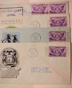 US  FDC 1935 MICHIGAN #775 4 DIFF 