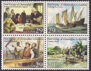 #2620-23 29 cents Voyage of Columbus Block, mint OG NH XF