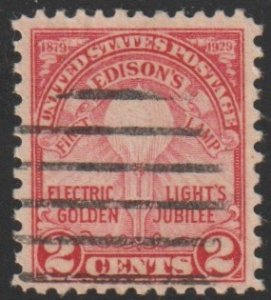 SC# 655 - (2c) - Edison First Light, pf 11x10.5, used single