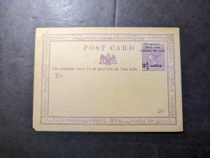 Mint British Ceylon Postal Stationery Postcard 2 and a Half Cent Denom Overprint