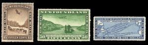 Newfoundland #C6-8 Cat$112.50, 1931 Airpost, set of three, lightly hinged