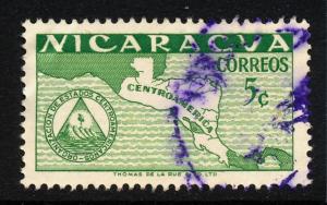 Nicaragua #741 used, Map of Central America