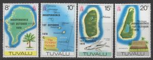TUVALU  85-88  MNH WILD INDEPENDENCE SHORT SET OVERPRINTED