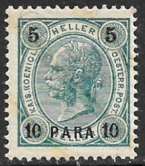 AUSTRIAN OFFICES IN TURKEY 1901 10pa on 5h Varnish Bars P.13 Sc 32a MNH