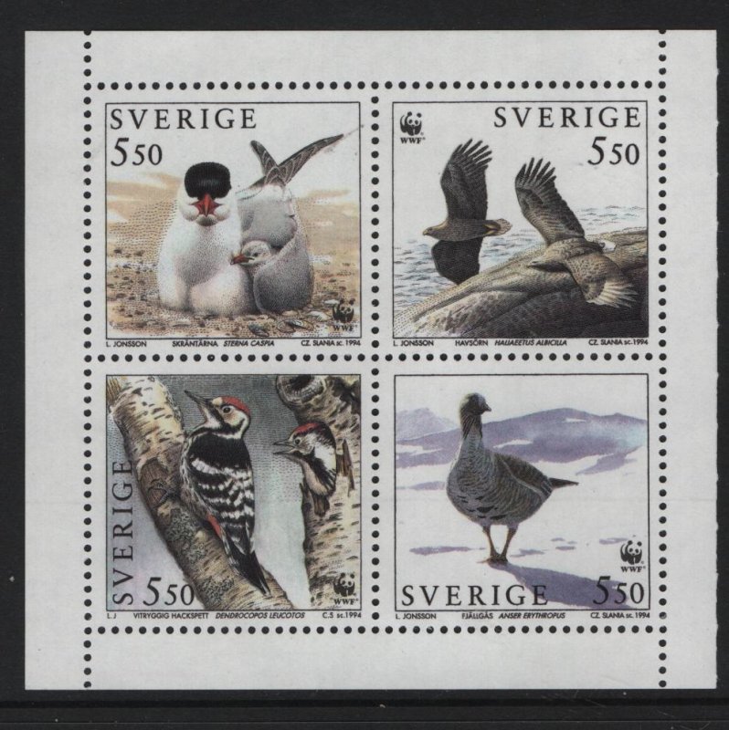 SWEDEN  2100A, Booklet pane, MNH, 1984 World wildlife fund